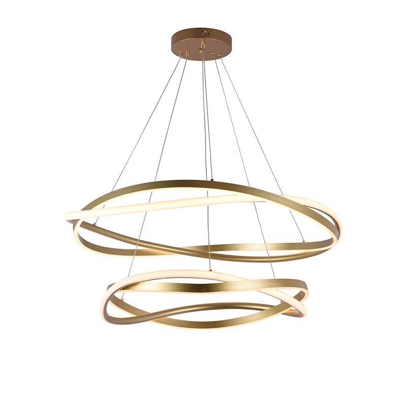 Pendente Nordecor Euni Odi 135 watts 3000K Dourado Fosco Ø600/800mm 2878
