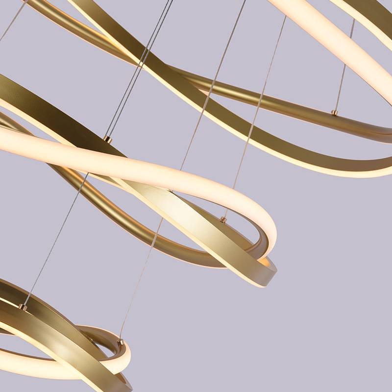 Pendente Nordecor Euni Odi 173 watts 3000K Dourado Fosco Ø400/600/800mm 2880