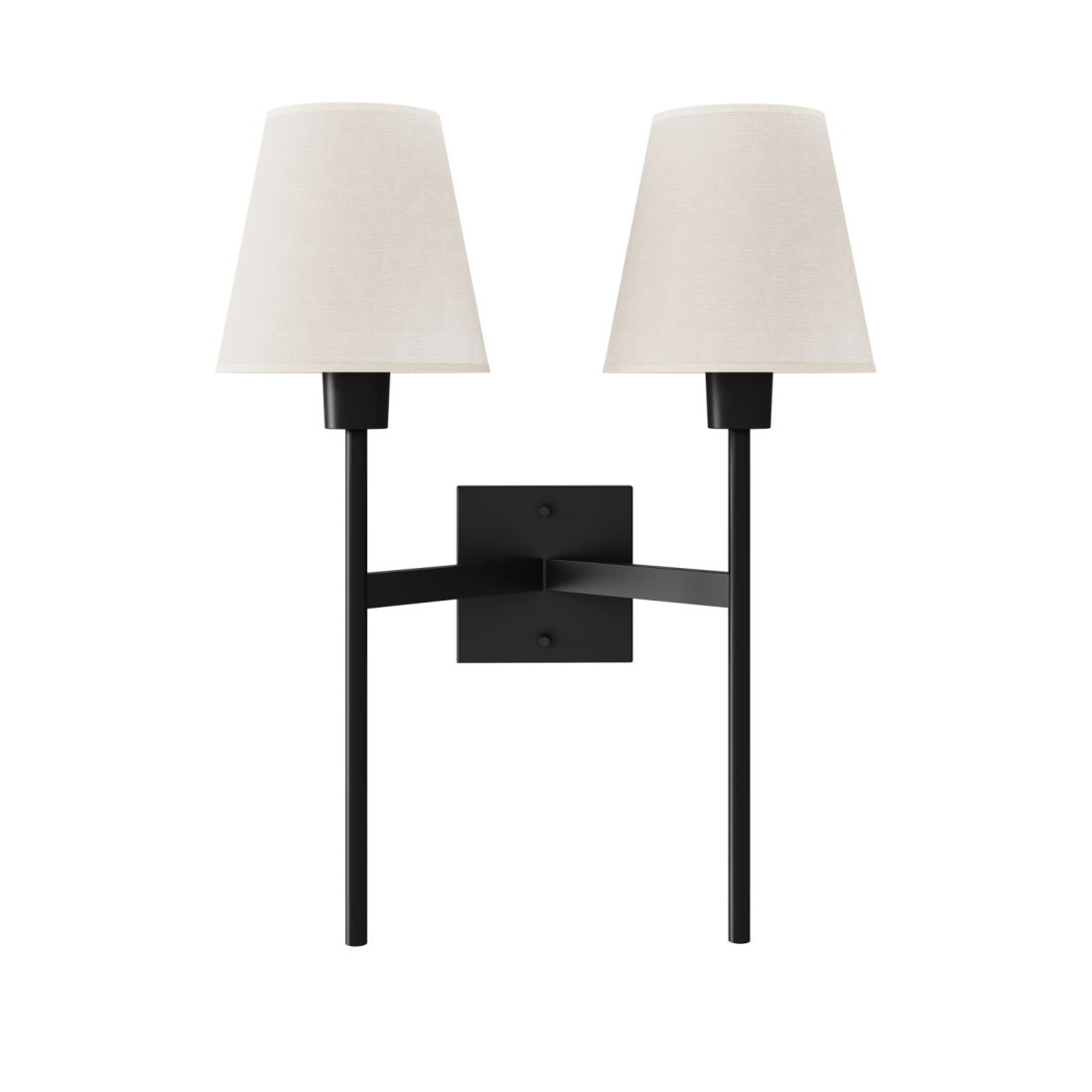Arandela Foco Metallo Tocheiro Dupla Cúpulas Tecido 2L E27 480x380x180mm AR 125
