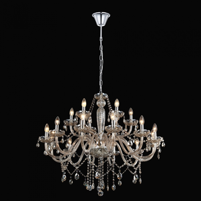 Pendente Biancoluce Maria Tereza 18 Braços Cristal K9 Âmbar 18L E14 Ø1000mm MT11-18A