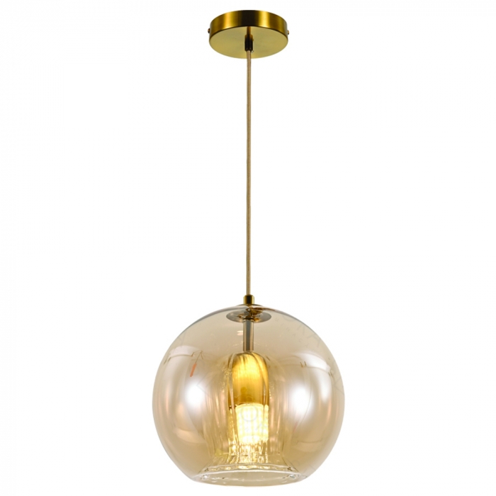 Pendente Sindora 1L E27 Metal Bronze e Vidro Âmbar Ø250mm DCD04063