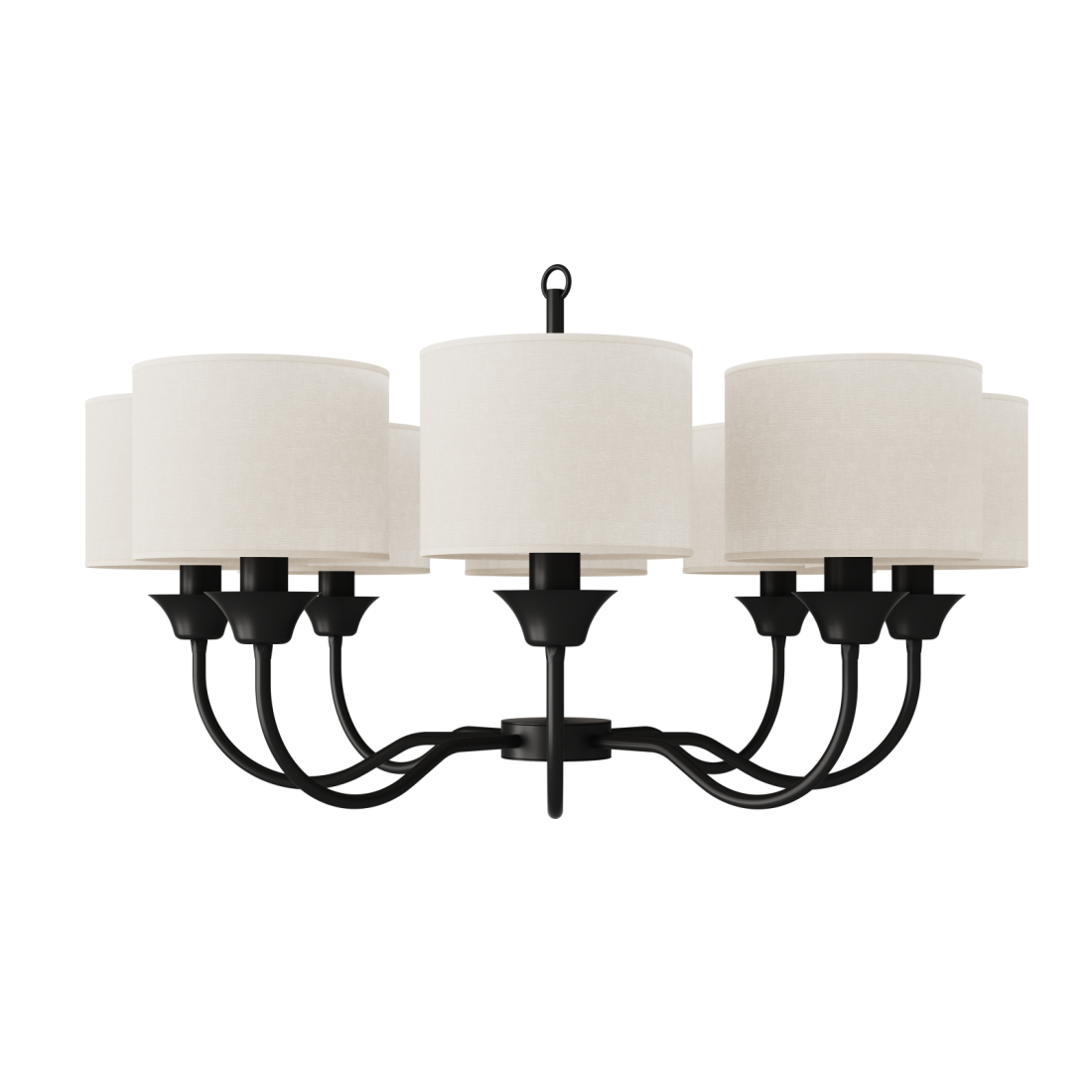 Lustre Foco Metallo Alba Cúpulas Tecido 8L E27 Ø865x484mm LU 432/8