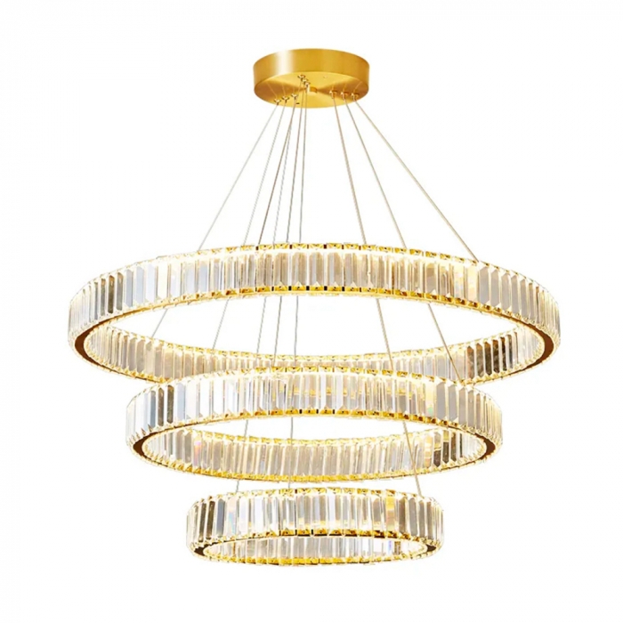 Pendente Sindora Metal Dourado e Cristal 76 watts 3000K 200x400x600mm DCD02844