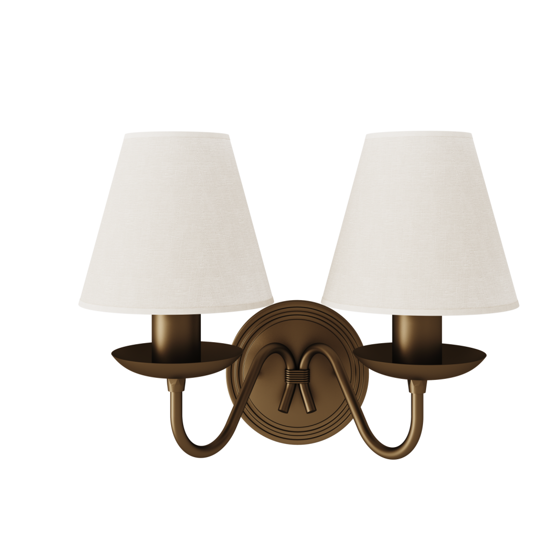 Arandela Foco Metallo Belga Dupla Cúpulas Tecido 2L E27 260x320x200mm AR 102/2