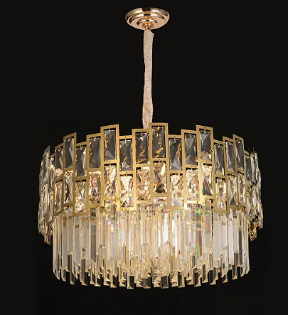 Pendente Sindora 40 watts 12L E14 Inox Dourado Cristal Transparente 600x320mm DCD01028


