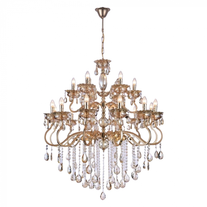 Pendente Sindora Metal Dourado Cristal 18L E14 1000x1200mm DCD00479-12+6