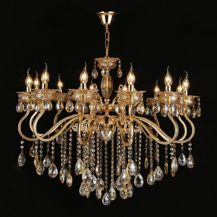 Pendente Sindora Metal Dourado e Cristal 12L E14 1000x1000mm DCD00479-12