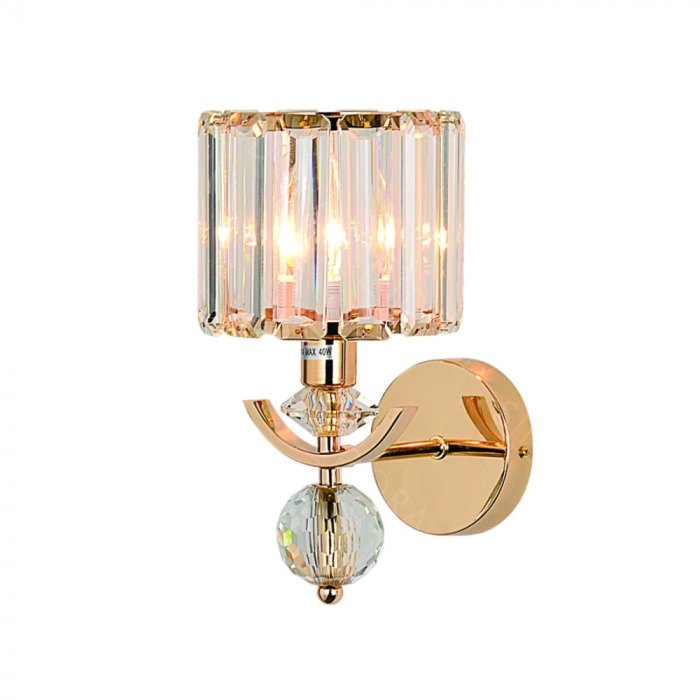 Arandela Sindora Metal Dourado e Cristal Transparente 1L E14 150x200mm DCB02887