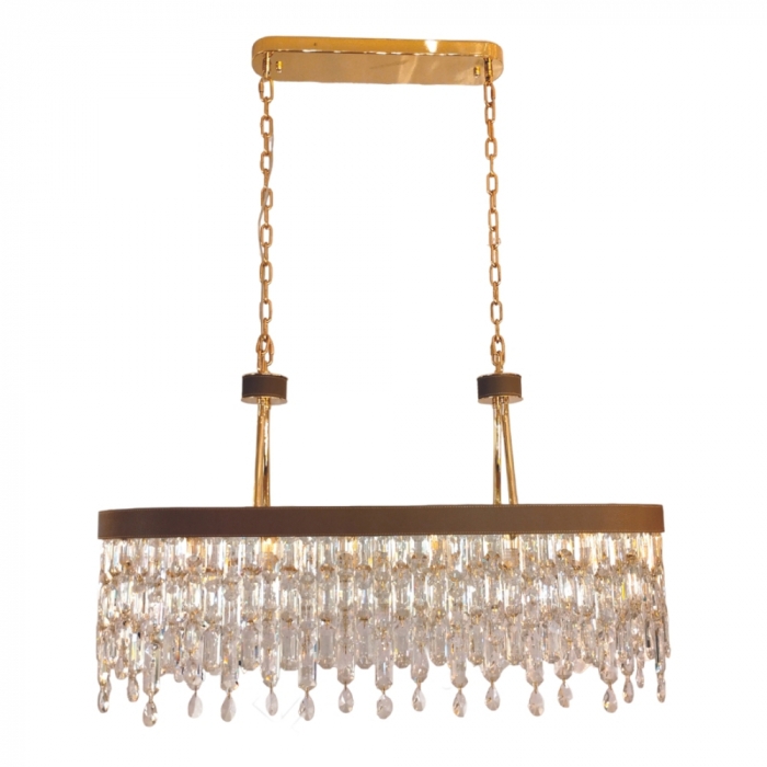 Pendente Sindora Metal Dourado e Cristal 18L G9 1000x350x580mm DCD00284