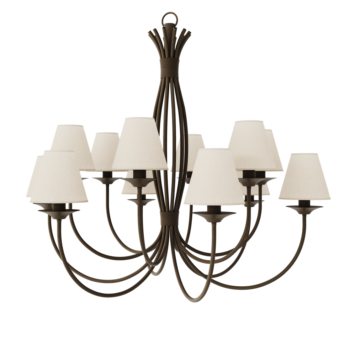Lustre Foco Metallo Puntas Cúpulas Tecido 12L E27 Ø1180x1000mm LU 400/12
