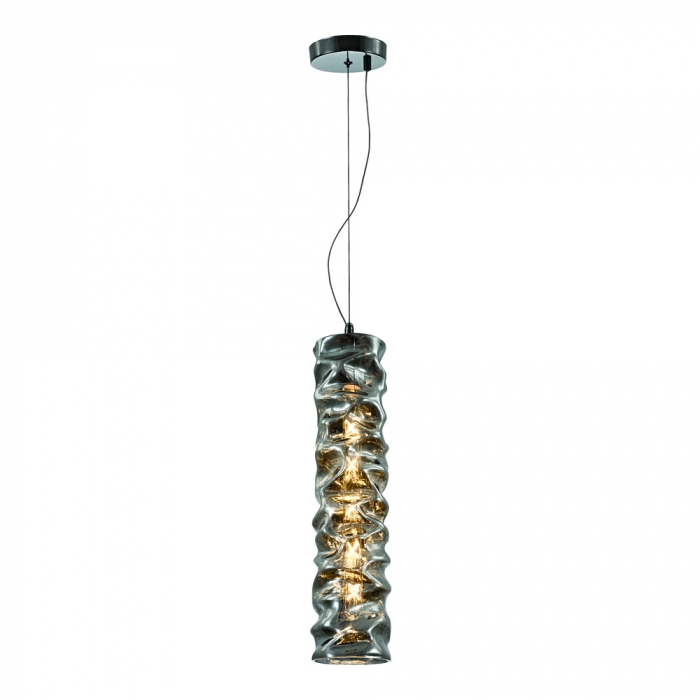 Pendente Sindora 1L E27 Metal Cromado Vidro Fumê 120x500mm DCD04116
