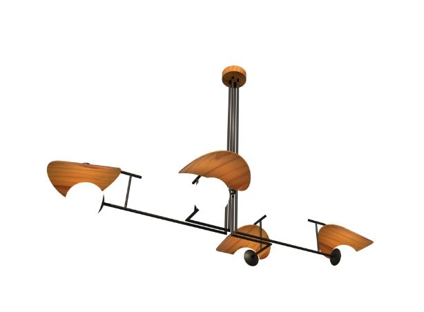Pendente Fox Lustres Madeira Madame 4L E27 1100x1700x900mm 1305