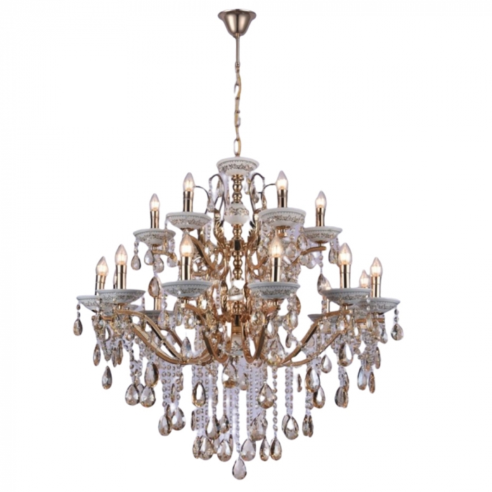 Pendente Sindora Metal Dourado Cristal 18L 1000x850mm DCD00478-12+6