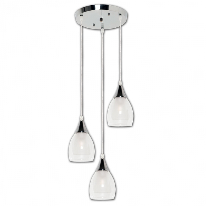 Pendente Biancoluce Avulso Tulip Cromado Metal Vidro Cromado 3L E14 Ø120mm PB012/3 CR 