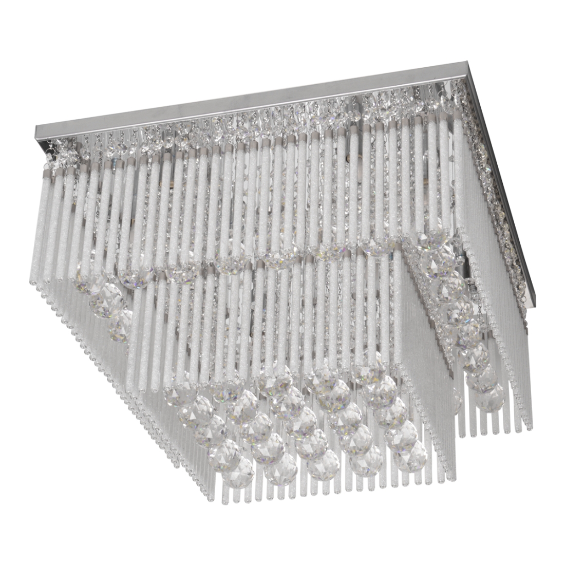 Plafon DNA Lustre Xangai Cristais Transparentes 2 Andares 21L G9 1000x1000x300mm 