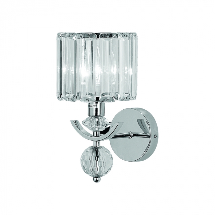Arandela Sindora Metal Cromado e Cristal Transparente 1L E14 150x200mm DCB02902