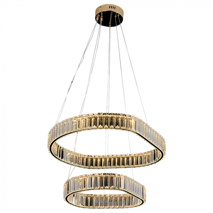 Pendente Sindora 58 watts 3000K Metal Dourado e Cristal Ø400x600mm DCD02854