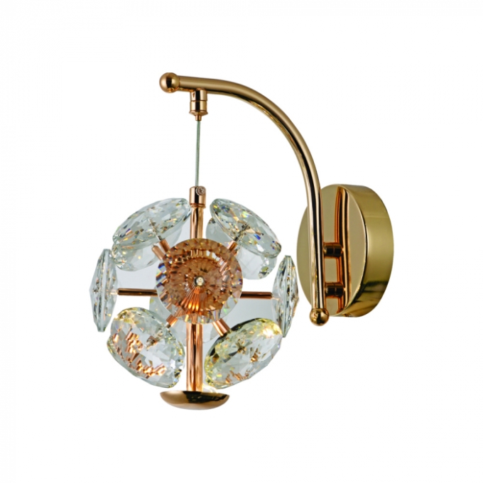 Arandela Sindora 5 watts 3000K Metal Dourado e Cristal Transparente 150x200mm QB05254