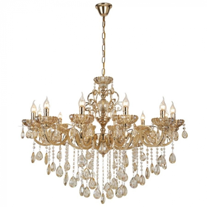 Pendente Sindora Metal Dourado e Cristal Âmbar 5L E14 500x500mm DCD00409-5