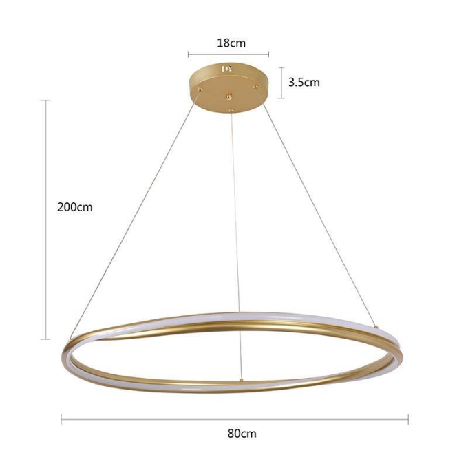 Pendente Nordecor Euni 75 watts 3000K Dourado Fosco Ø800mm 2872