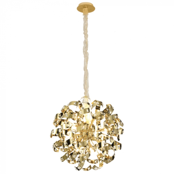 Pendente Sindora Inox Dourado e Cristal Transparente 18L G9 Ø680mm DCD06203