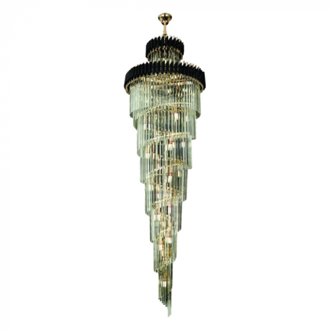 Pendente Sindora 34L E14 Metal Preto e Cristal Transparente Ø800x2600mm DCD06514

