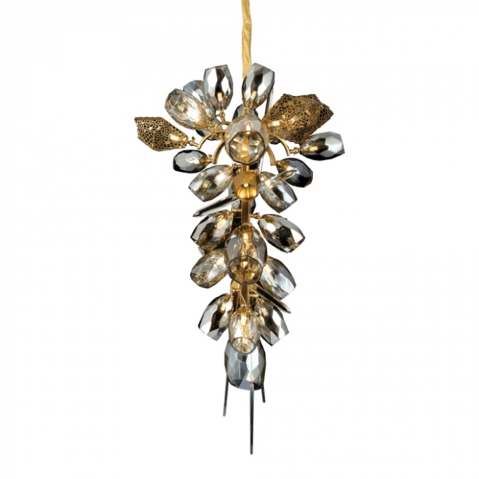 Pendente Sindora Inox Bronze Vidro Transparente e Fumê 30L G9 800x1300mm DCD01011