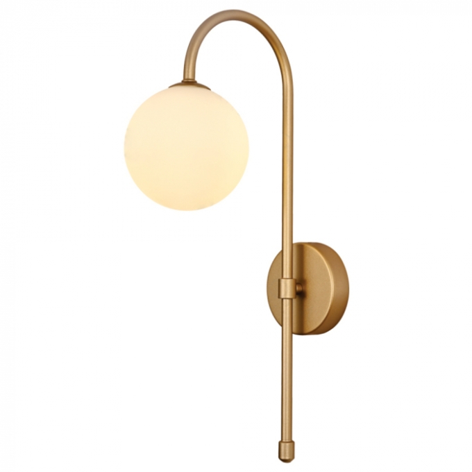 Arandela Sindora 1L G9 Metal Dourado e Vidro Branco 120mm DCB04048