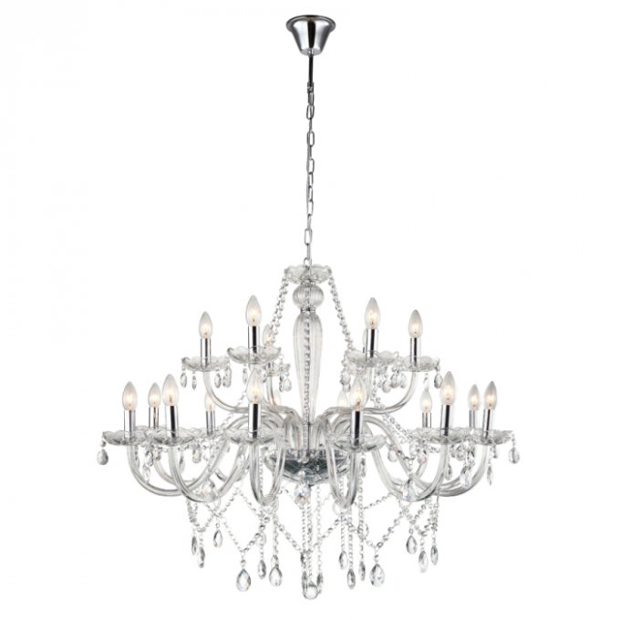 Pendente Biancoluce Maria Tereza 18 Braços Cristal K9 Transparente 18L E14 Ø1000mm MT11-18T 