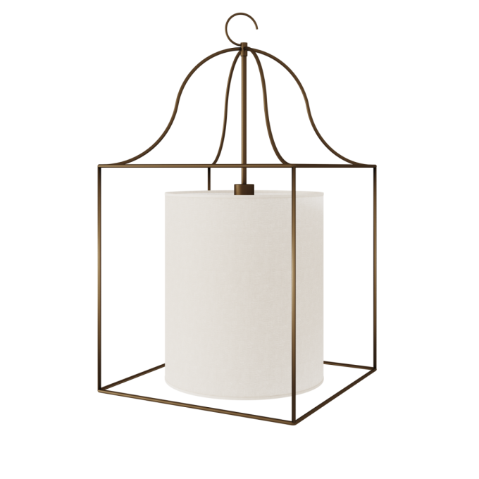 Pendente Foco Metallo Gaiola Metal e Cúpula Tecido 1L E27 400x400mm PE 504