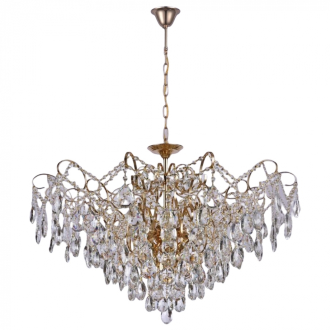 Pendente Sindora Metal Dourado Cristal 12L 800x800mm DCD00477