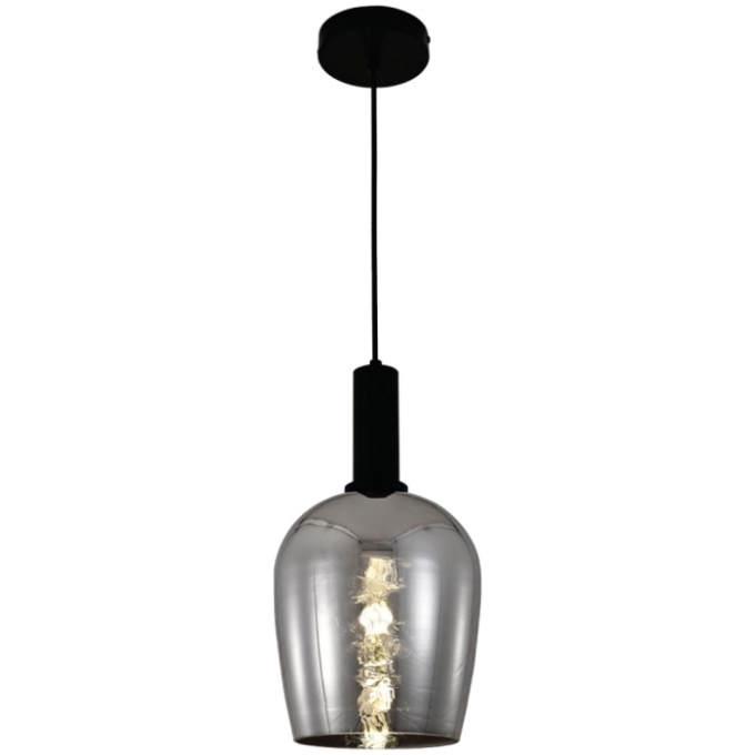 Pendente Sindora 1L E27 Metal Preto e Vidro Fumê 180x240mm DCD04001