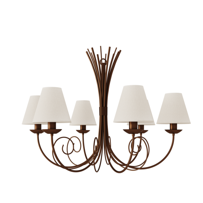 Lustre Foco Metallo Neo Cúpulas Tecido 6L E27 Ø940x660mm LU 406/6