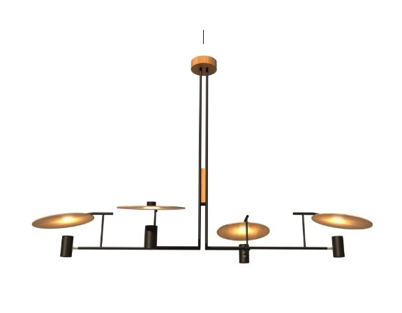 Pendente Fox Lustres Madeira Tune 4L Dicroica MR16 1100x1700x900mm 1302
