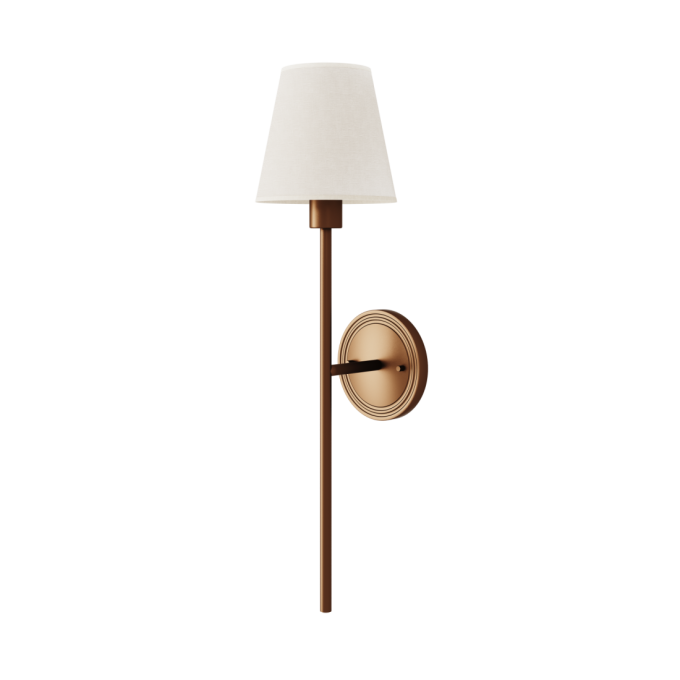 Arandela Foco Metallo Tocheiro Cúpula Tecido 1L E27 600x150x180mm AR 105/R