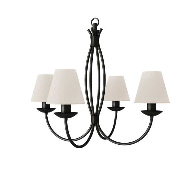 Lustre Foco Metallo Puntas Cúpulas Tecido 4L E27 Ø650x540mm LU 400/4