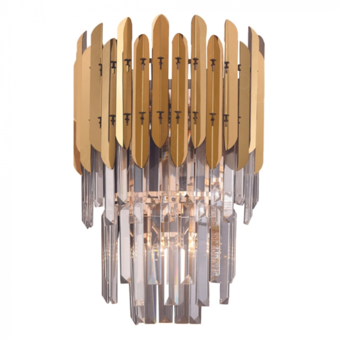 Arandela Sindora 2L E14 Inox Dourado e Cristal Transparente 270x410mm DCB03908