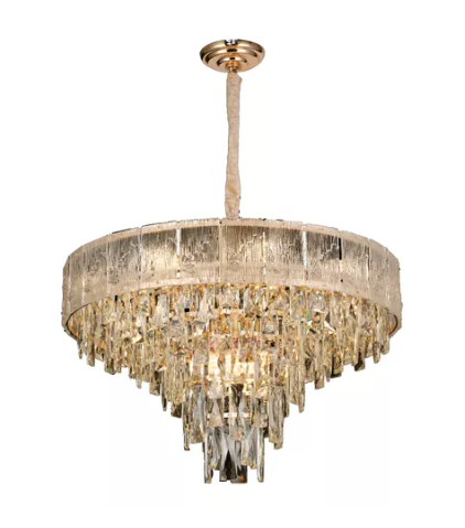 Pendente Sindora 40 watts 11L E14 Inox Dourado e Cristal Transparente Ø600x370mm DCD01032


