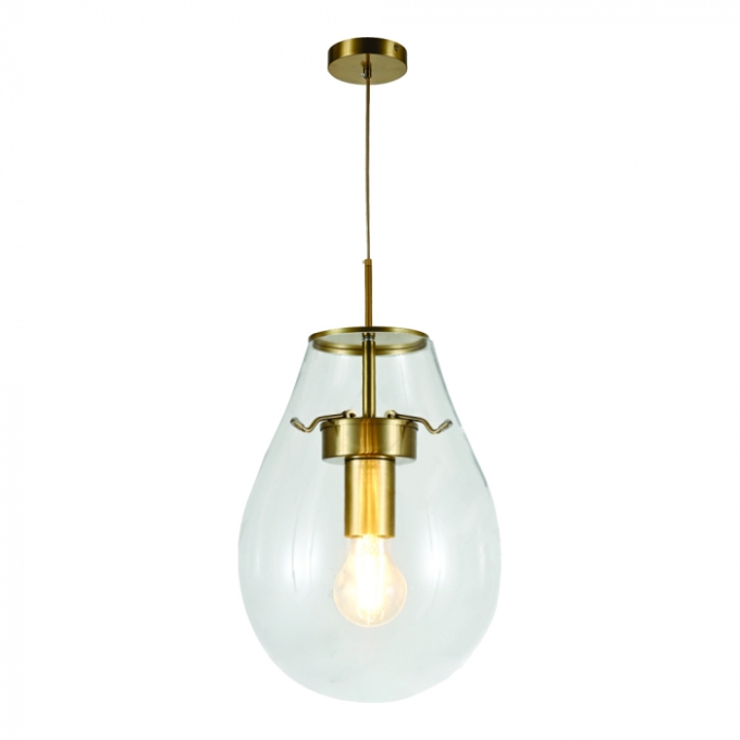 Pendente Sindora 1L E27 Bivolt Metal Bronze e Vidro Transparente Ø200x300mm DCD04129