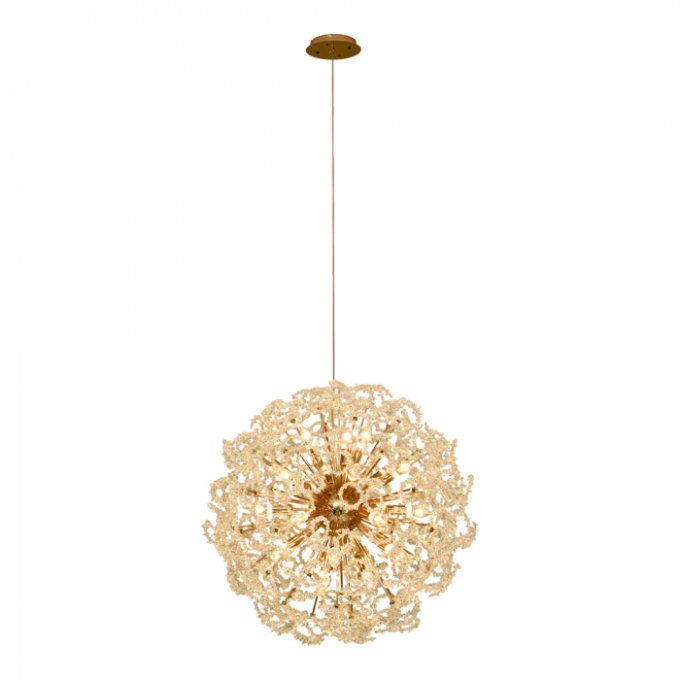 Pendente Sindora 16L E14 Metal Dourado e Cristal Transparente 600mm DCD06224

