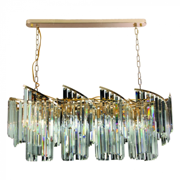 Pendente Sindora 16L E14 Inox Dourado e Cristal Transparente 1000x350mm DCD00491

