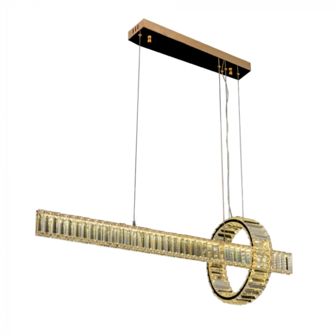 Pendente Sindora Metal Dourado e Cristal 112 watts 3000K 980x300mm DCD02841