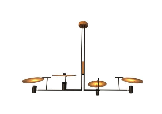 Pendente Fox Lustres Madeira Tune 4L Dicroica MR16 1100x1700x900mm 1302