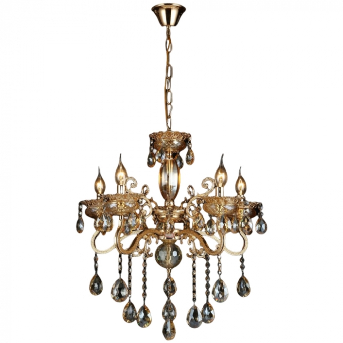 Pendente Sindora Metal Dourado e Cristal 5L E14 500x500mm DCD00479-5