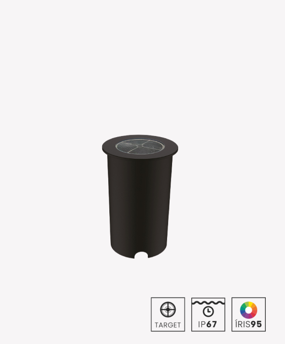 Embutido Solo Opus LED 5 watts IRC90 3000K 12° Preto IP67 Ø65mm OPS 33594