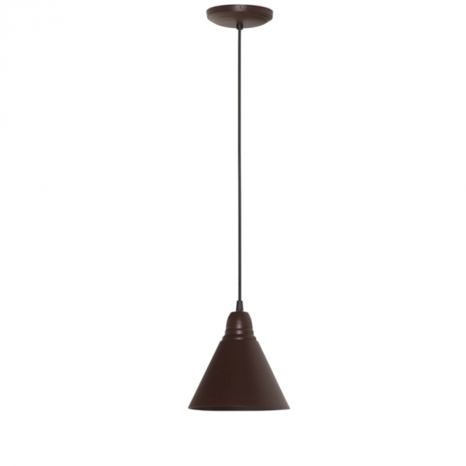 Pendente Biancoluce Curva com Chapéu Fechado Valência Alumínio Marrom Corten 1L E27 Ø180mm AE39