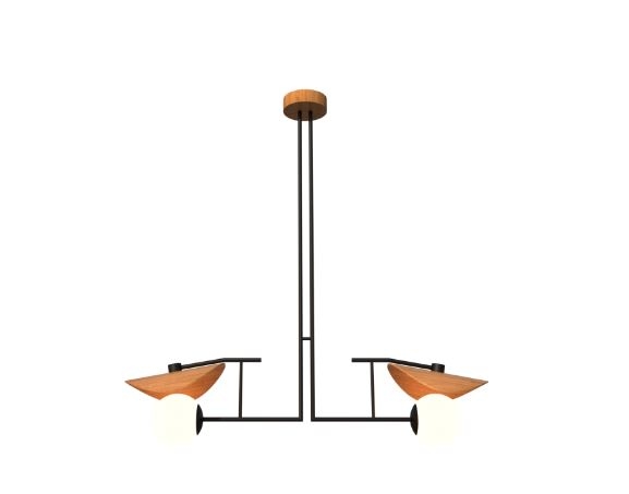 Pendente Fox Lustres Madeira Madame 2L E27 1100x1090x290mm 1303