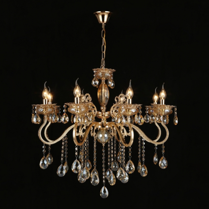 Pendente Sindora Metal Dourado e Cristal 8L E14 750x800mm DCD00479-8