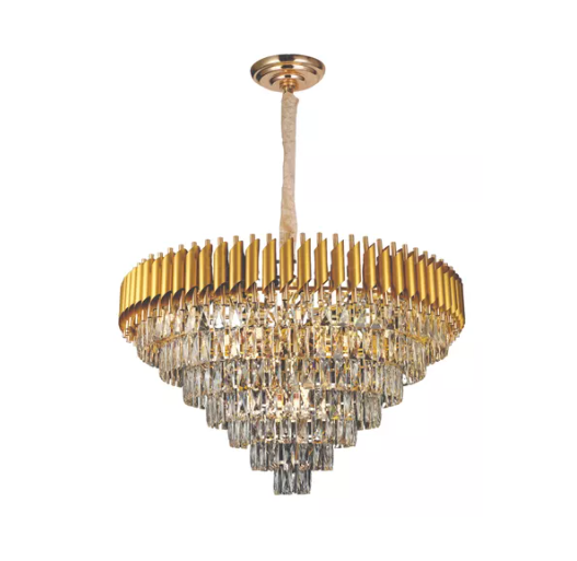 Pendente Sindora 18L E14 Metal Dourado e Cristal Transparente Ø950x480mm DCD06544