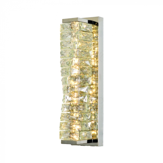 Arandela Sindora 20 watts 3000K Inox Dourado e Cristal Transparente 150x450mm DCB02892